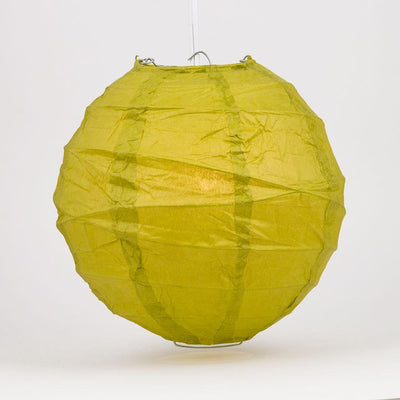24" Chartreuse Yellow Green Round Paper Lantern, Crisscross Ribbing, Hanging - AsianImportStore.com - B2B Wholesale Lighting and Decor