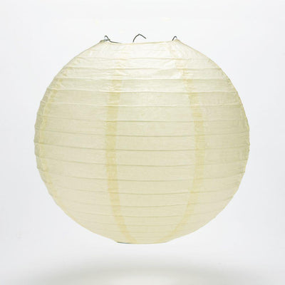 24" Ivory Round Paper Lantern, Even Ribbing, Chinese Hanging Wedding & Party Decoration - AsianImportStore.com - B2B Wholesale Lighting and Decor