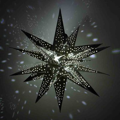 24" Moravian Glossy Silver Multi-Point Paper Star Lantern Lamp, Chinese Hanging Wedding & Party Decoration - AsianImportStore.com - B2B Wholesale Lighting and Decor