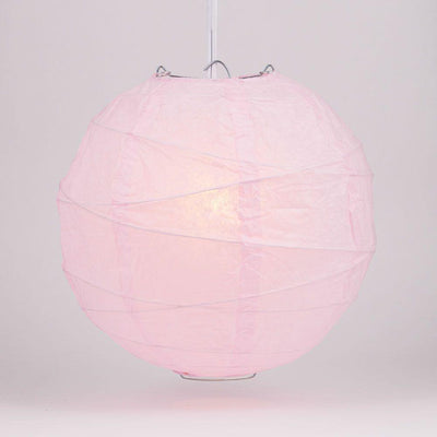 24" Pink Round Paper Lantern, Crisscross Ribbing, Chinese Hanging Wedding & Party Decoration - AsianImportStore.com - B2B Wholesale Lighting and Decor