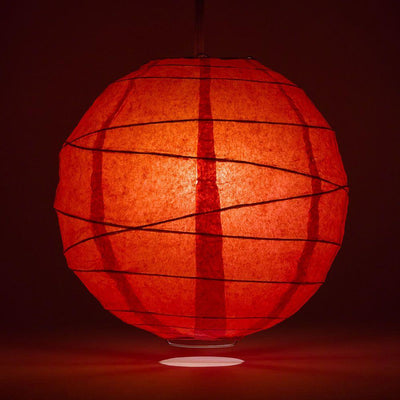 20" Red Round Paper Lantern, Crisscross Ribbing, Chinese Hanging Wedding & Party Decoration - AsianImportStore.com - B2B Wholesale Lighting and Decor