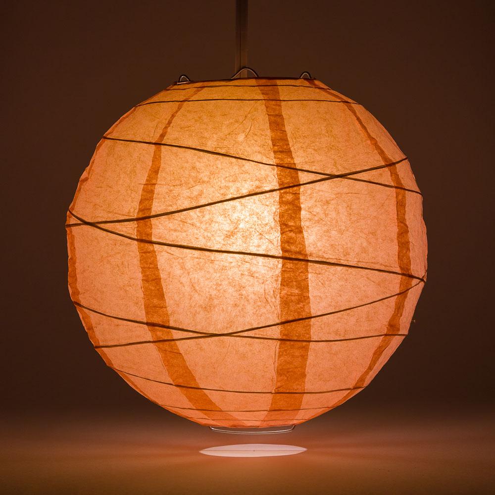 24" Roseate / Pink Coral Round Paper Lantern, Crisscross Ribbing, Chinese Hanging Wedding & Party Decoration - AsianImportStore.com - B2B Wholesale Lighting and Decor