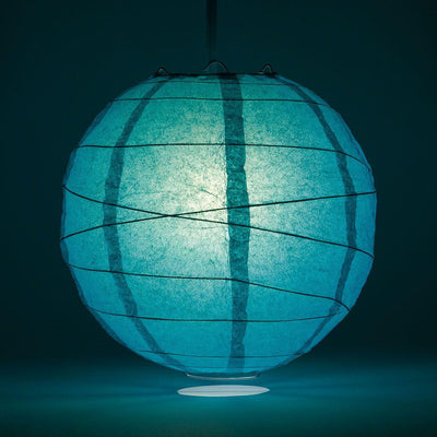 24" Teal Green Round Paper Lantern, Crisscross Ribbing, Chinese Hanging Wedding & Party Decoration - AsianImportStore.com - B2B Wholesale Lighting and Decor