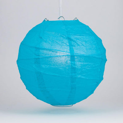14" Turquoise Round Paper Lantern, Crisscross Ribbing, Chinese Hanging Wedding & Party Decoration - AsianImportStore.com - B2B Wholesale Lighting and Decor