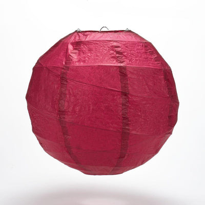 24" Velvet Red Round Paper Lantern, Crisscross Ribbing, Chinese Hanging Wedding & Party Decoration - AsianImportStore.com - B2B Wholesale Lighting and Decor