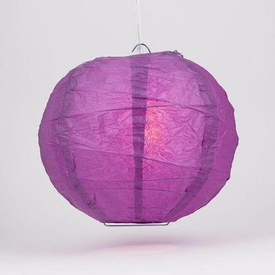 16" Violet / Orchid Round Paper Lantern, Crisscross Ribbing, Chinese Hanging Wedding & Party Decoration - AsianImportStore.com - B2B Wholesale Lighting and Decor