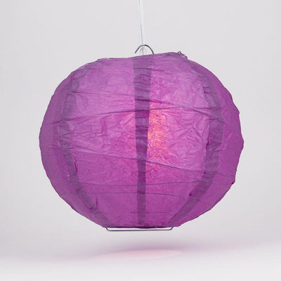 14" Violet / Orchid Round Paper Lantern, Crisscross Ribbing, Chinese Hanging Wedding & Party Decoration - AsianImportStore.com - B2B Wholesale Lighting and Decor