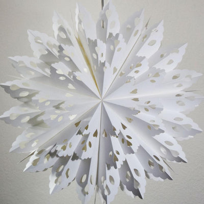 Quasimoon Pizzelle Paper Star Lantern (24-Inch, White, Winter Wreath Snowflake Design) - Great With or Without Lights - Holiday Snowflake Decorations - AsianImportStore.com - B2B Wholesale Lighting and Decor