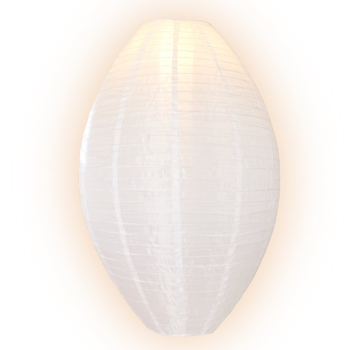 White Kawaii Unique Oval Egg Shaped Shimmering Nylon Lantern, 24-inch x 36-inch