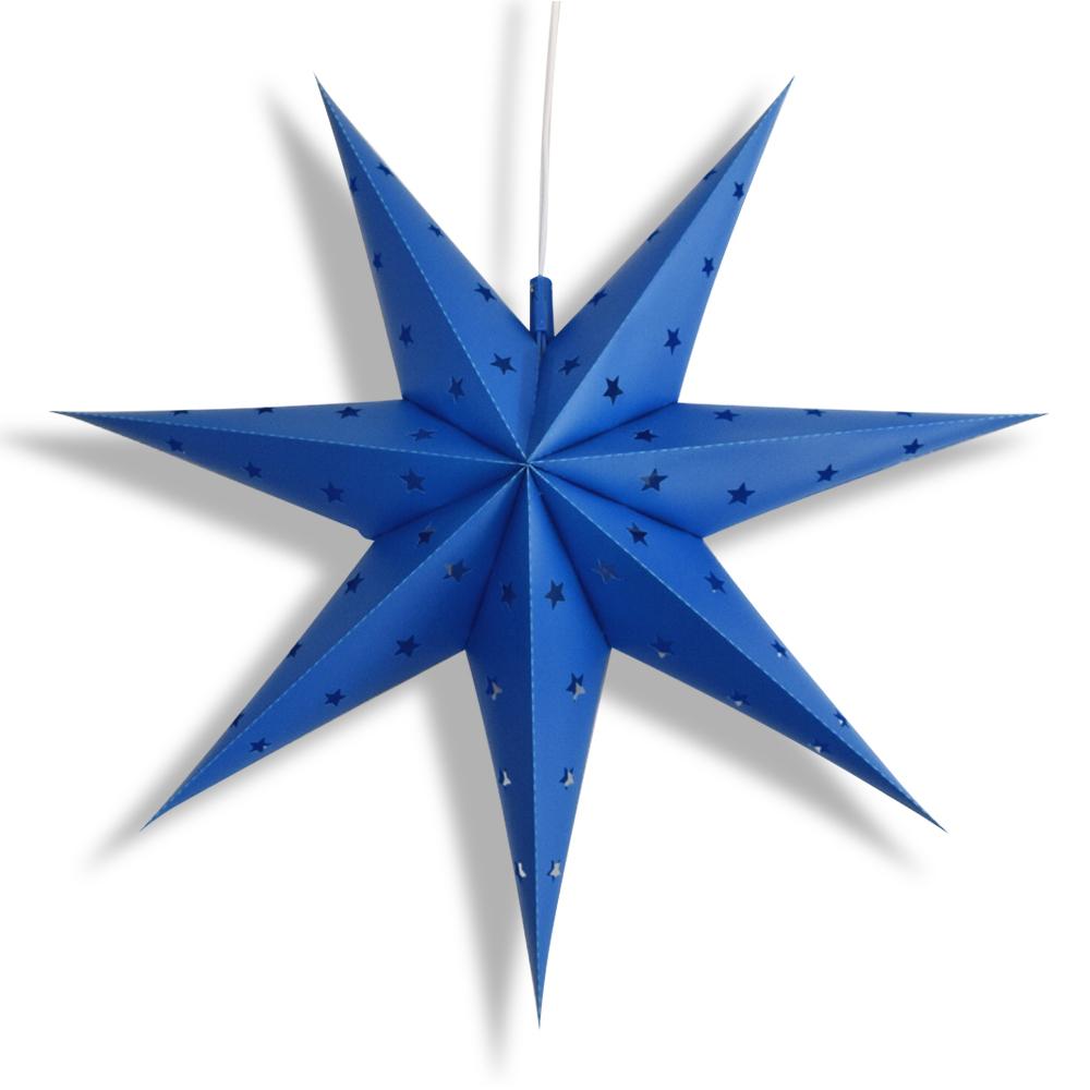 23" Dark Blue 7-Point Weatherproof Star Lantern Lamp, Hanging Decoration (Shade Only)