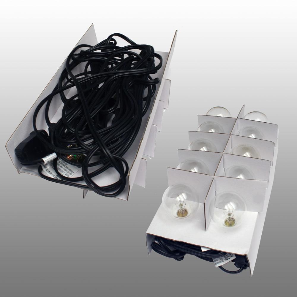 25 Socket Outdoor Patio String Light Set, G40 Frosted Globe Bulbs, 28 FT Black Cord w/ E12 C7 Base - AsianImportStore.com - B2B Wholesale Lighting and Decor