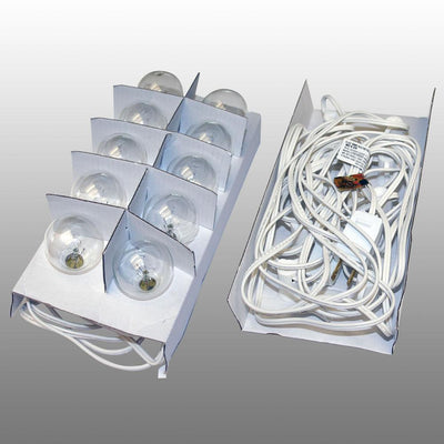 25 Socket Outdoor Patio String Light Set, G40 Frosted Globe Bulbs, 28 FT White Cord w/ E12 C7 Base - AsianImportStore.com - B2B Wholesale Lighting and Decor