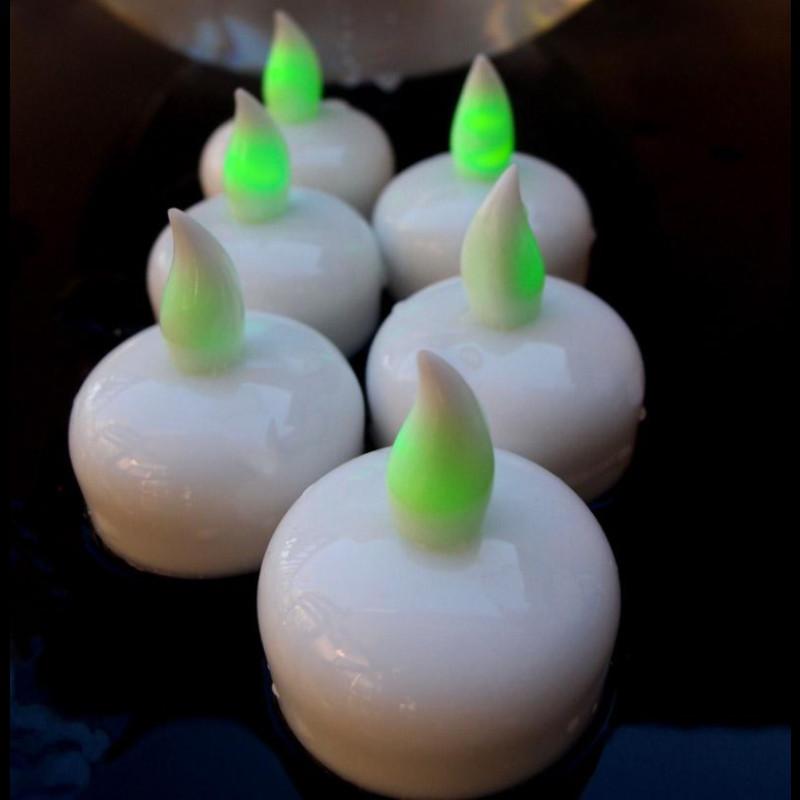  Floating Waterproof Flameless LED Tea Light Candle - Green (6 PACK) - AsianImportStore.com - B2B Wholesale Lighting and Decor
