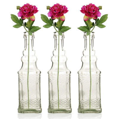 3 Pack | 6.5" Ella Clear Vintage Glass Bottle with Cork - DIY Wedding Flower Bud Vases - AsianImportStore.com - B2B Wholesale Lighting and Decor