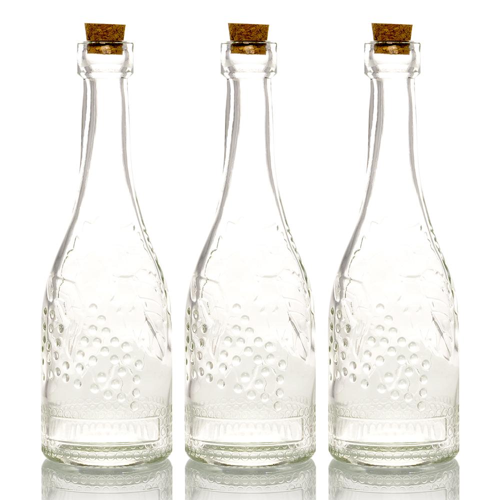 3 Pack | 6.6" Stella Clear Vintage Glass Bottle with Cork - DIY Wedding Flower Bud Vases - AsianImportStore.com - B2B Wholesale Lighting and Decor