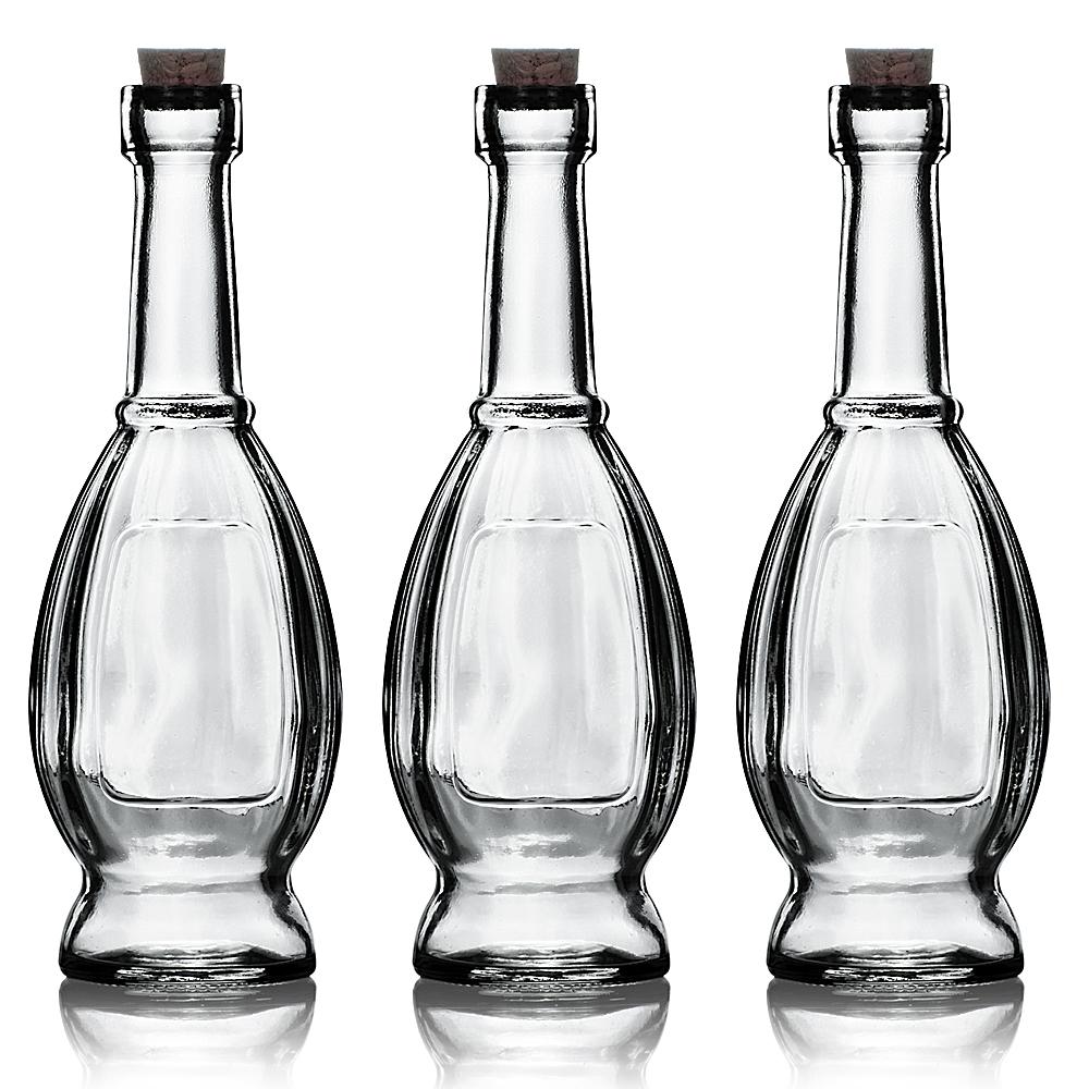 3 Pack | 6.5" Vera Clear Vintage Glass Bottle with Cork - DIY Wedding Flower & Bud Vases - AsianImportStore.com - B2B Wholesale Lighting and Decor