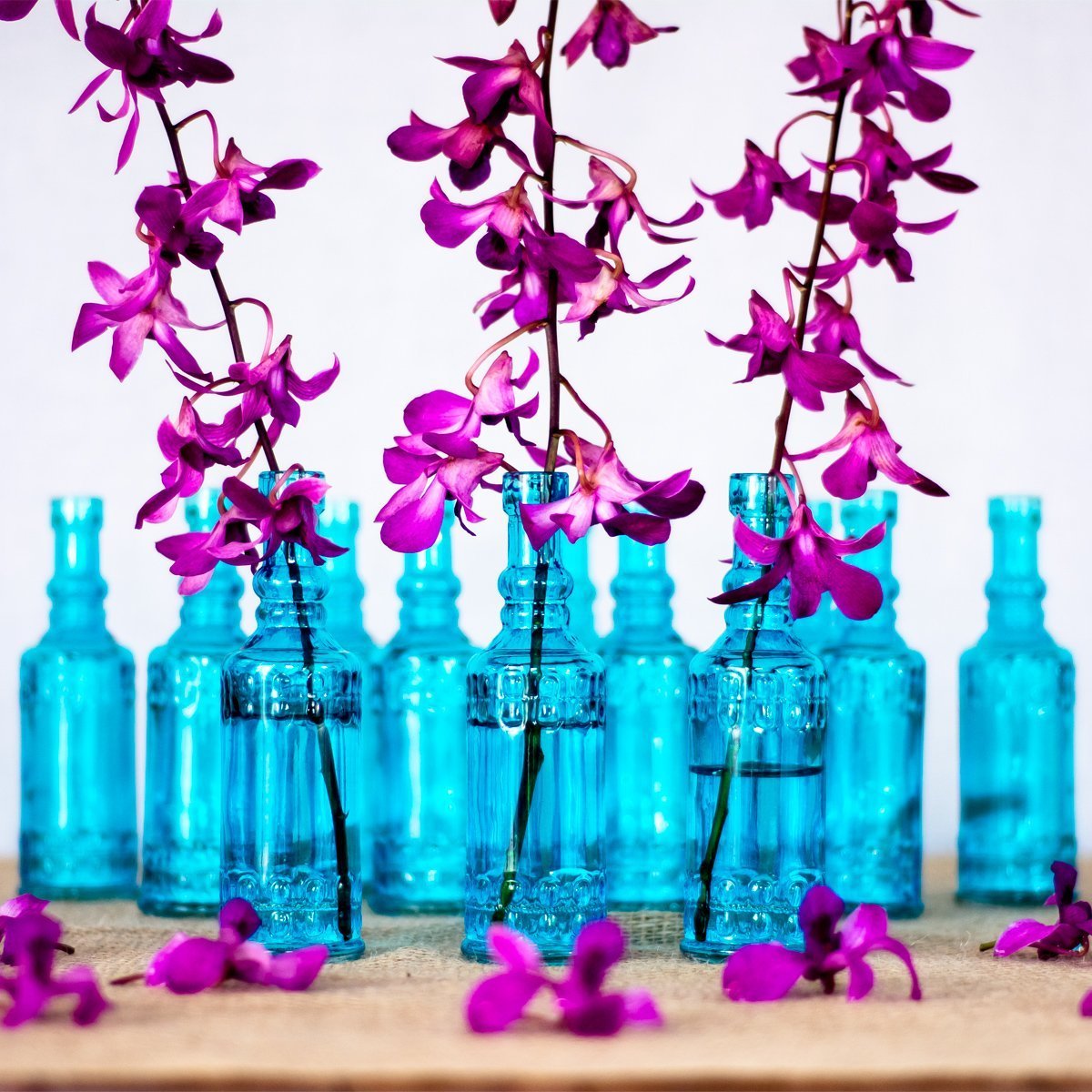 12 Pack | 6.6" Calista Turquoise Vintage Glass Bottle with Cork - DIY Wedding Flower Bud Vases - AsianImportStore.com - B2B Wholesale Lighting & Decor since 2002
