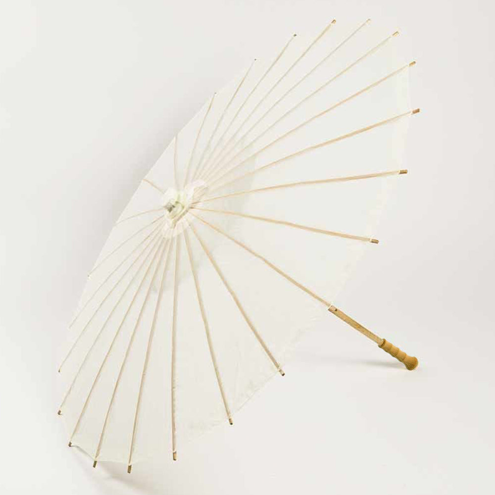 38" Beige / Ivory Nylon Parasol Umbrella with Elegant Handle