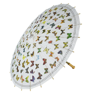 32" Butterflies Parasol Umbrella, Premium Nylon with Elegant Handle