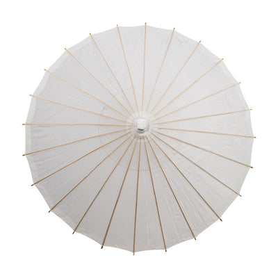 38" White Nylon Parasol Umbrella with Elegant Handle