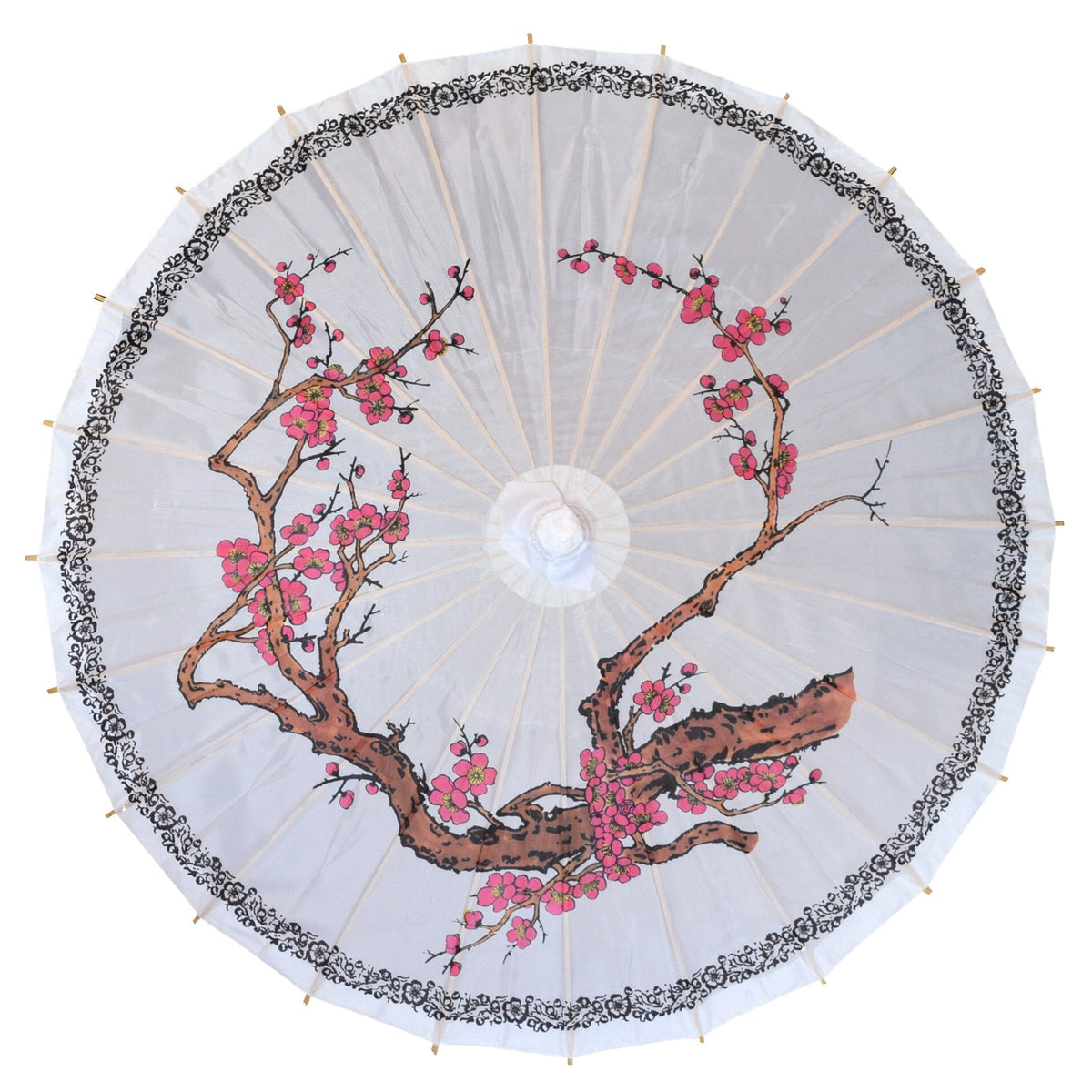 32" Cherry Blossom with Floral Ring Premium Nylon Parasol Umbrella with Elegant Handle