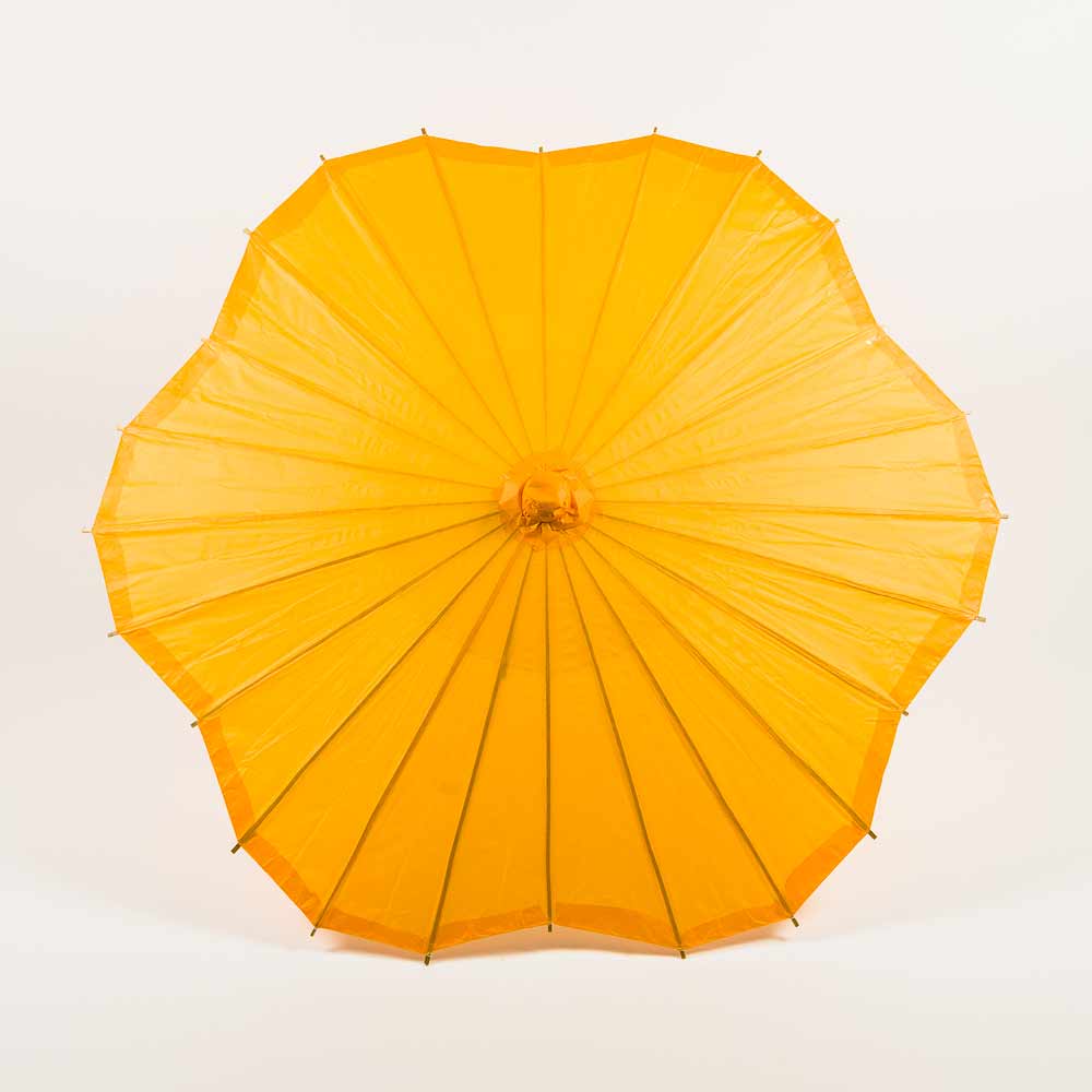 32" Orange Paper Parasol Umbrella, Scallop Blossom Shaped - AsianImportStore.com - B2B Wholesale Lighting & Décor since 2002.