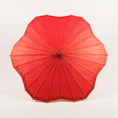 32" Red Paper Parasol Umbrella, Scallop Blossom Shaped - AsianImportStore.com - B2B Wholesale Lighting & Décor since 2002.