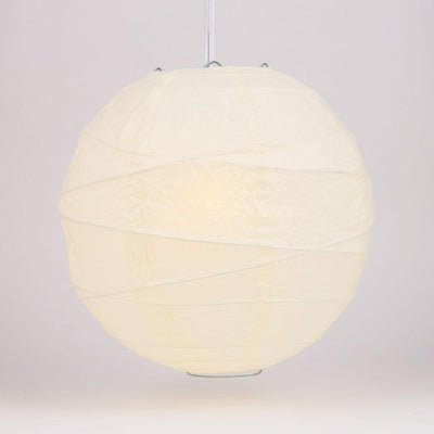 24" Beige / Ivory Round Paper Lantern, Crisscross Ribbing, Chinese Hanging Wedding & Party Decoration - AsianImportStore.com - B2B Wholesale Lighting & Decor since 2002
