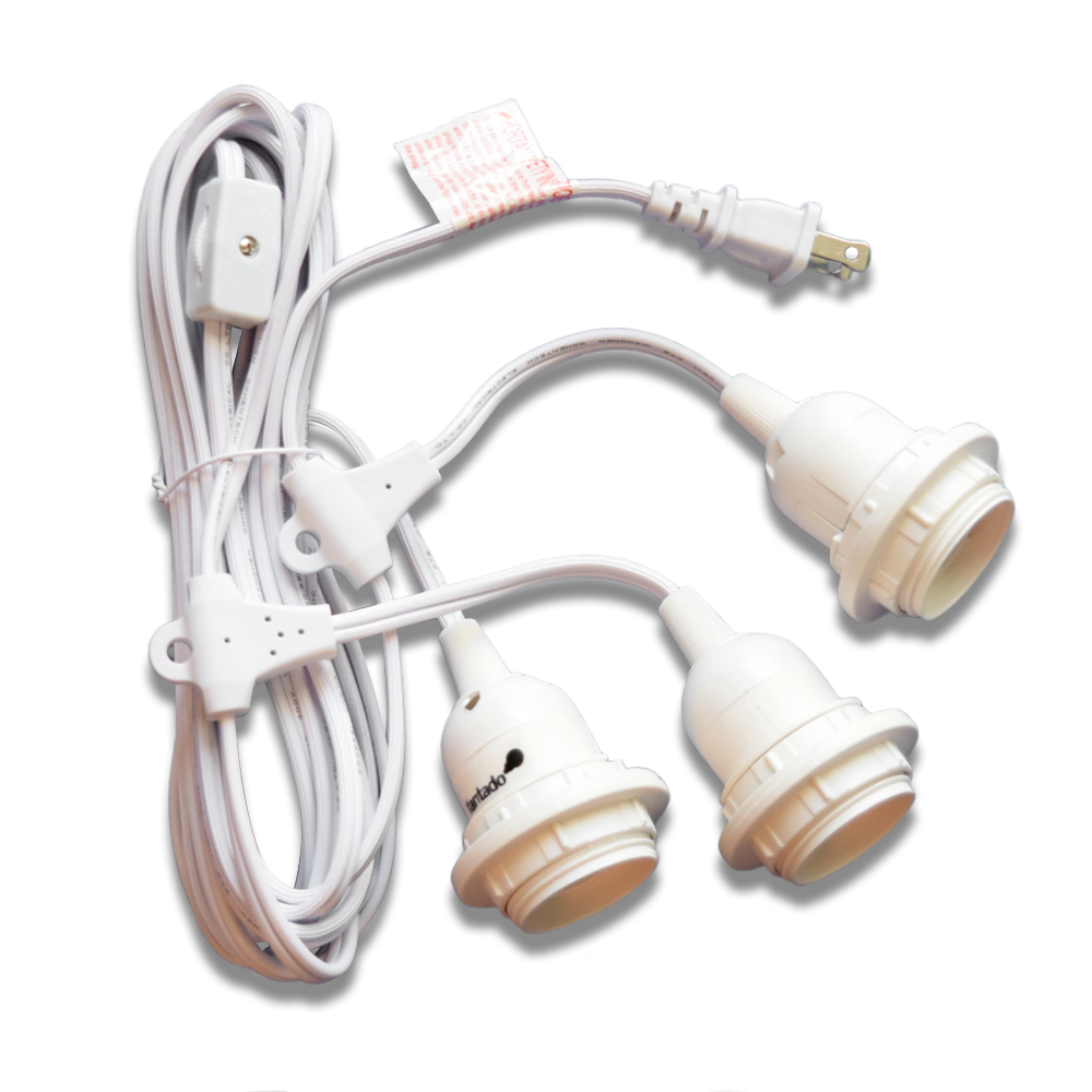 BULK COMBO Triple Socket Pendant Light Cord Combo Kits w/ ST64 Edison Bulbs (19FT, Switch, White) - AsianImportStore.com - B2B Wholesale Lighting and Decor