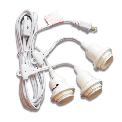 BULK COMBO Triple Socket Pendant Light Cord Combo Kits w/ ST64 Edison Bulbs (19FT, Switch, White) - AsianImportStore.com - B2B Wholesale Lighting and Decor