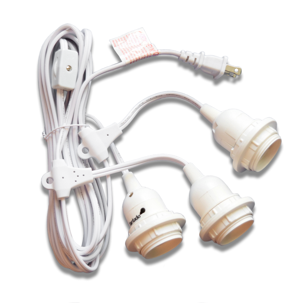 BULK PACK (6) Triple Socket Pendant Light Cord Kits for Lanterns (19FT, Switch, White) - AsianImportStore.com - B2B Wholesale Lighting and Decor