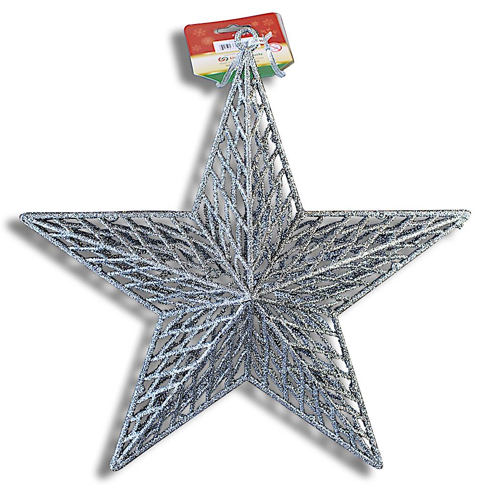  12" Large Silver Glittered Star Hanging Ornaments Christmas Tree Wedding Party Home Decoration - AsianImportStore.com - B2B Wholesale Lighting and Decor