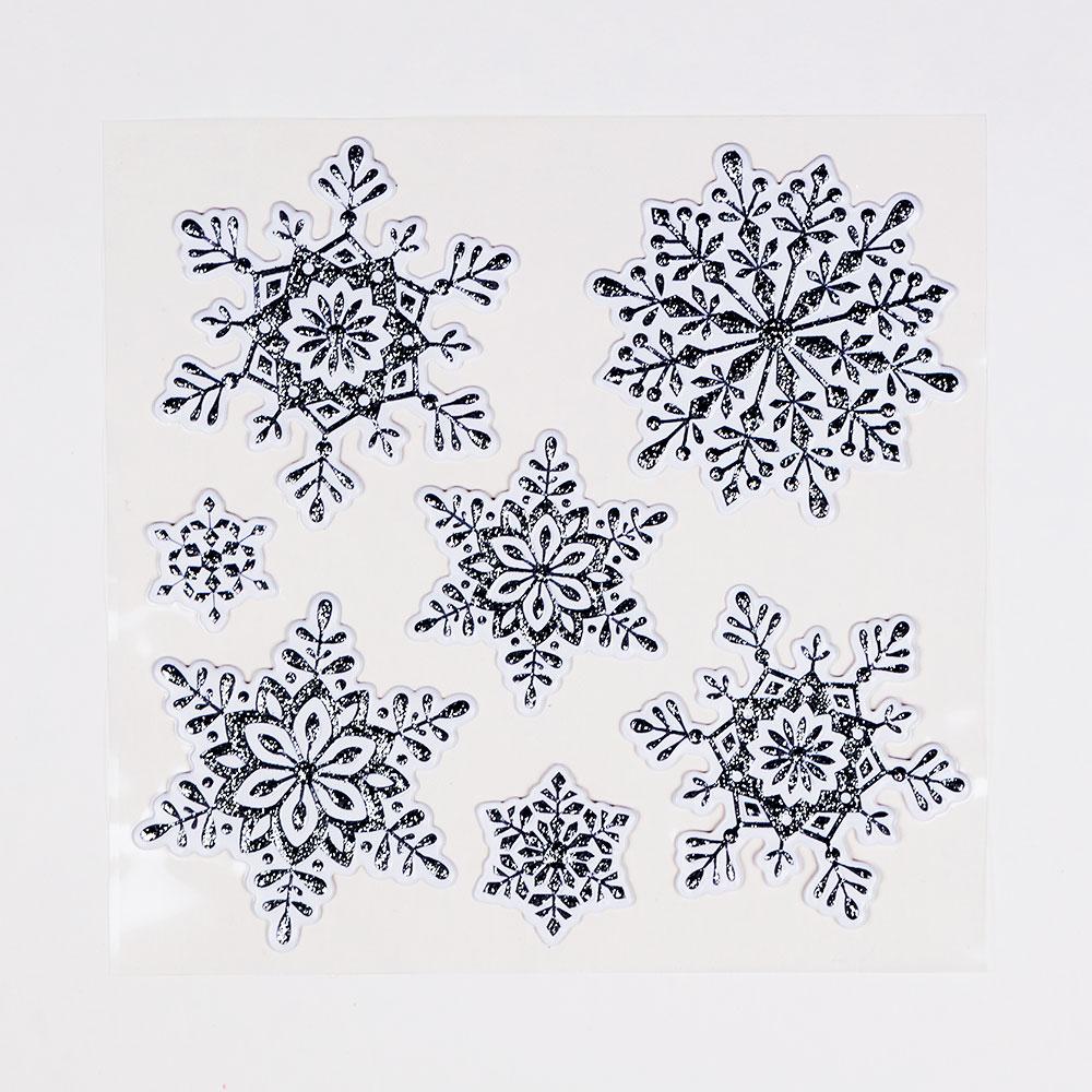  3-D Pop-Up Silver Christmas Snowflake Holiday Sticker Set / Room Decals (7-PACK) - AsianImportStore.com - B2B Wholesale Lighting and Decor