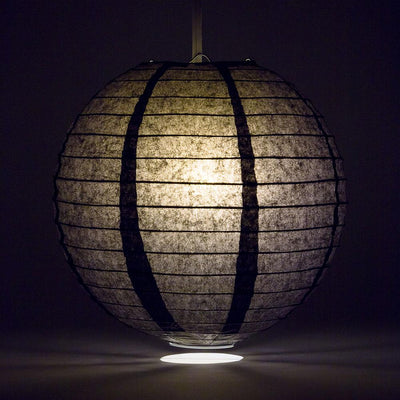 12" Black Round Paper Lantern, Even Ribbing, Chinese Hanging Wedding & Party Decoration - AsianImportStore.com - B2B Wholesale Lighting and Decor