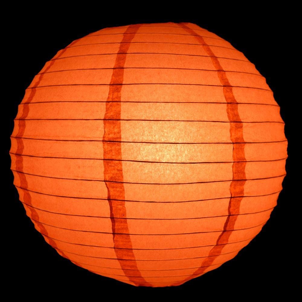 4" Persimmon Orange Round Paper Lantern, Even Ribbing, Hanging Decoration (10 PACK) - AsianImportStore.com - B2B Wholesale Lighting and Decor