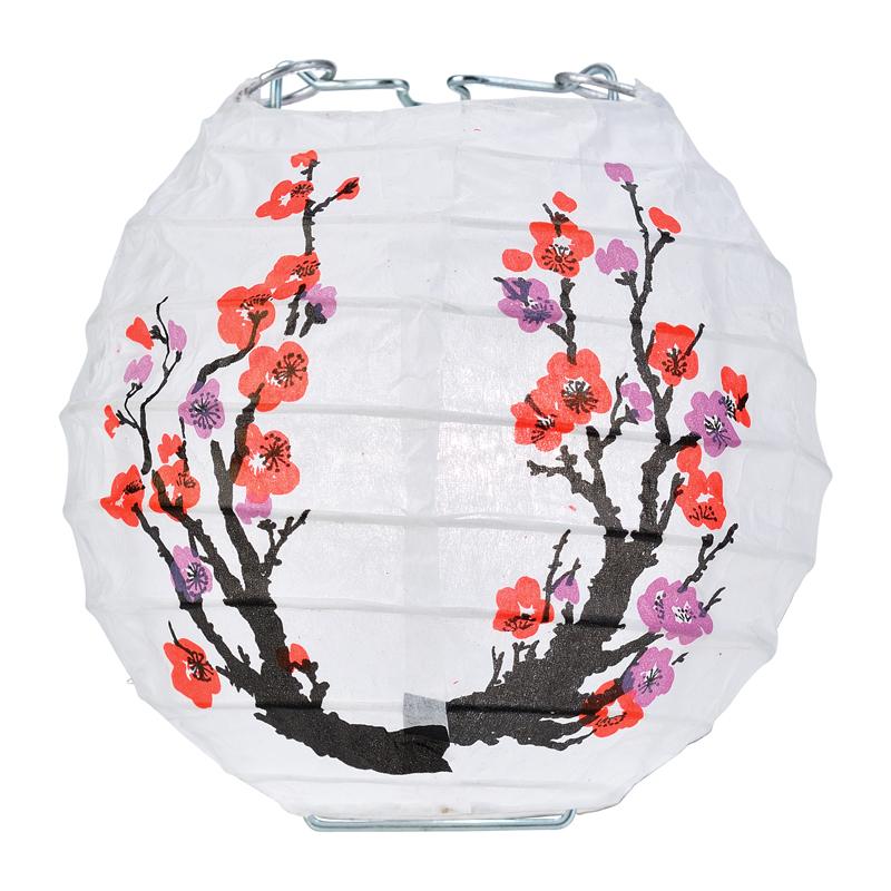 10 Socket Cherry Blossom / Sakura Round Paper Lantern Party String Lights (4" Lanterns, Expandable) - AsianImportStore.com - B2B Wholesale Lighting & Decor since 2002