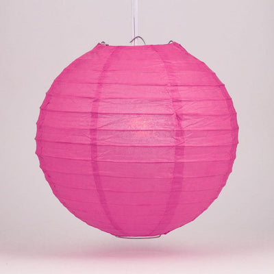 4" Fuchsia / Hot Pink Round Paper Lantern, Even Ribbing, Hanging Decoration (10 PACK) - AsianImportStore.com - B2B Wholesale Lighting and Decor