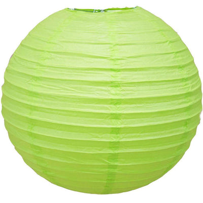 4" Light Lime Green Round Paper Lantern, Even Ribbing, Hanging Decoration (10 PACK) - AsianImportStore.com - B2B Wholesale Lighting and Decor