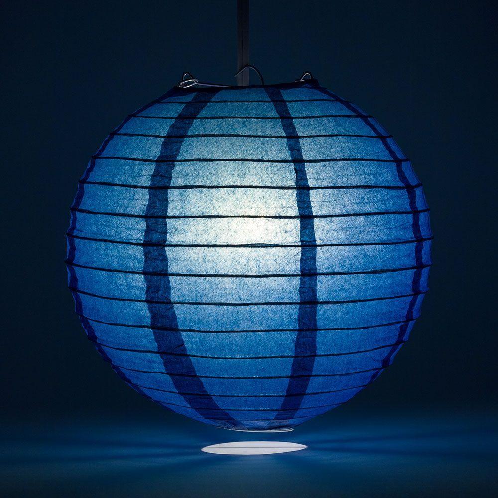 24" Navy Blue Round Paper Lantern, Even Ribbing, Chinese Hanging Wedding & Party Decoration - AsianImportStore.com - B2B Wholesale Lighting and Decor