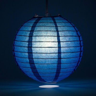 14" Navy Blue Round Paper Lantern, Even Ribbing, Chinese Hanging Wedding & Party Decoration - AsianImportStore.com - B2B Wholesale Lighting and Decor