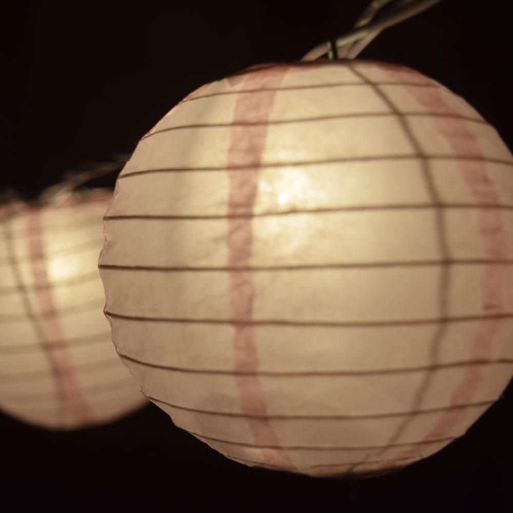 10 Socket Pink Round Paper Lantern Party String Lights (4" Lanterns, Expandable) - AsianImportStore.com - B2B Wholesale Lighting & Decor since 2002