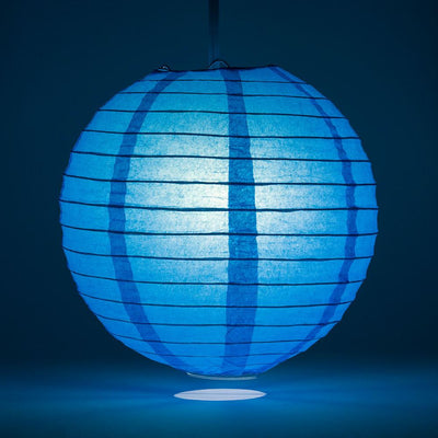 14" Turquoise Round Paper Lantern, Even Ribbing, Chinese Hanging Wedding & Party Decoration - AsianImportStore.com - B2B Wholesale Lighting and Decor