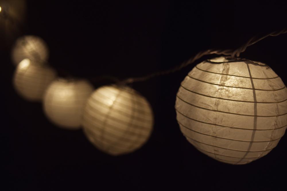 10 Socket White Round Paper Lantern Party String Lights (4" Lanterns, Expandable) - AsianImportStore.com - B2B Wholesale Lighting & Decor since 2002