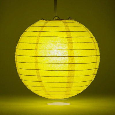 4" Yellow Round Paper Lantern, Even Ribbing, Hanging Decoration (10 PACK) - AsianImportStore.com - B2B Wholesale Lighting and Decor