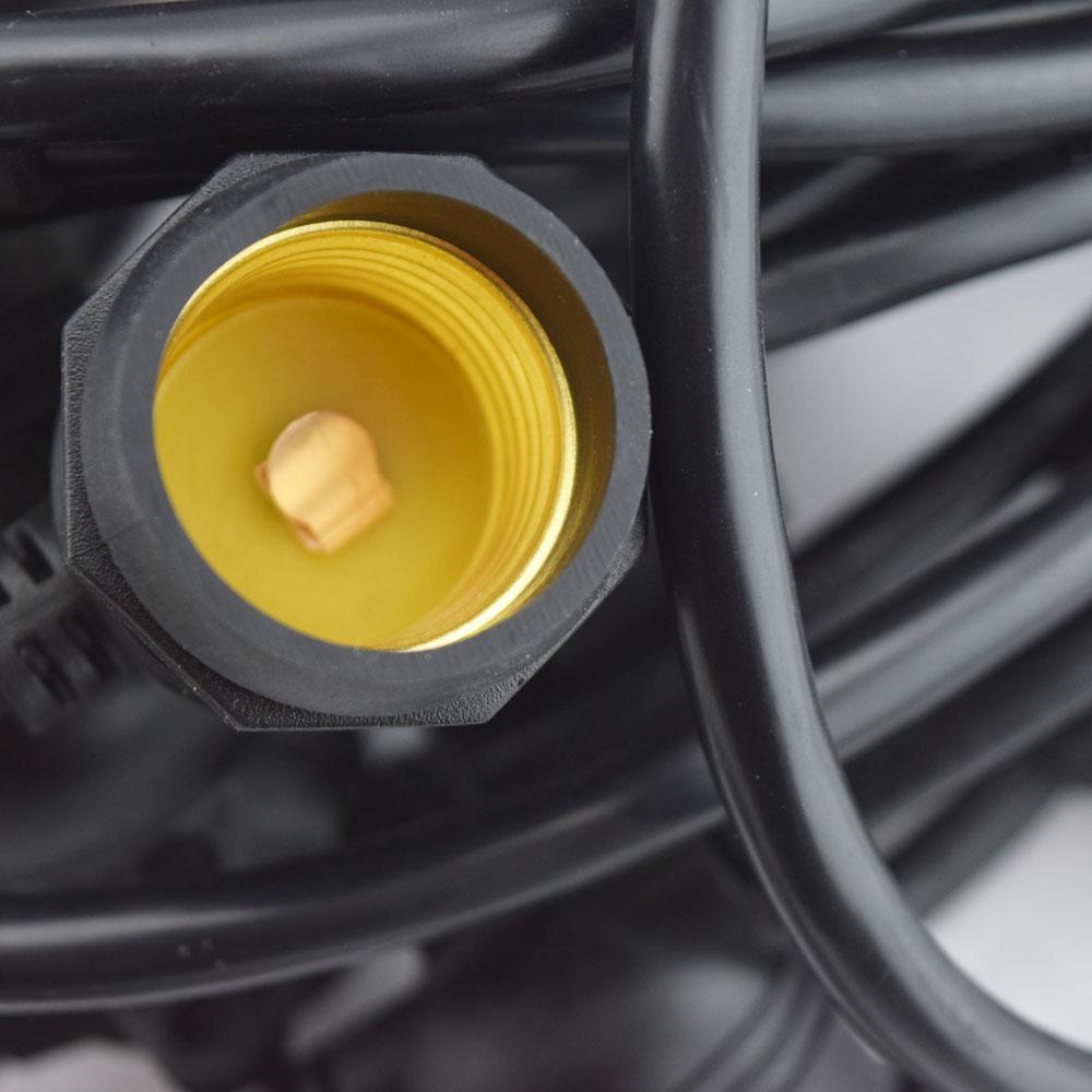10 Socket Outdoor Commercial String Light Set, S14 Bulbs, 21 FT Black Cord w/ E26 Medium Base, Weatherproof SJTW