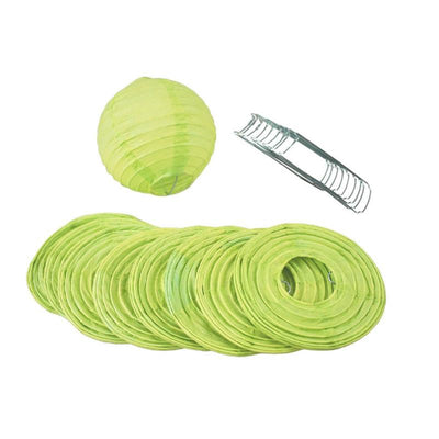 4" Light Lime Green Round Paper Lantern, Even Ribbing, Hanging Decoration (10 PACK) - AsianImportStore.com - B2B Wholesale Lighting and Decor