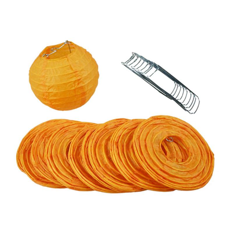 4" Orange Round Paper Lantern, Even Ribbing, Hanging Decoration (10 PACK) - AsianImportStore.com - B2B Wholesale Lighting and Decor