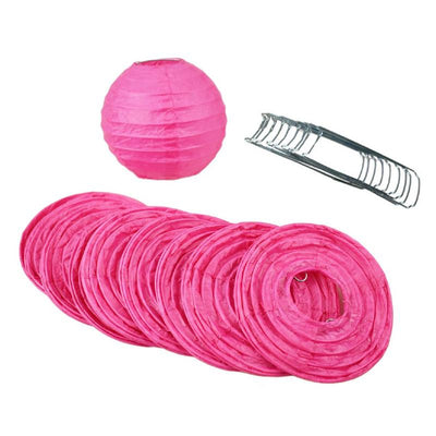 4" Fuchsia / Hot Pink Round Paper Lantern, Even Ribbing, Hanging Decoration (10 PACK) - AsianImportStore.com - B2B Wholesale Lighting and Decor