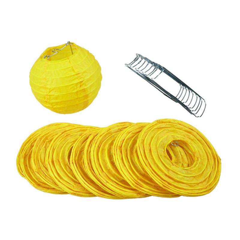 4" Yellow Round Paper Lantern, Even Ribbing, Hanging Decoration (10 PACK) - AsianImportStore.com - B2B Wholesale Lighting and Decor