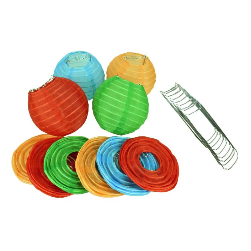 4 Inch Multi-Color Round Shimmering Nylon Lanterns, Even Ribbing, Hanging (10-PACK) Decoration - AsianImportStore.com - B2B Wholesale Lighting and Decor
